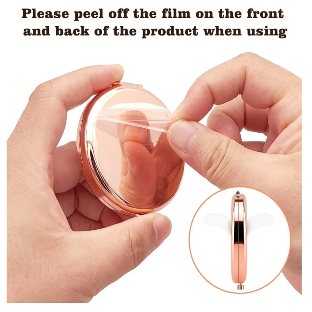 Funny Rose Gold Compact Mirror with Heart Design